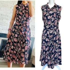 Banana Republic Factory Floral Print Button Down Midi Dress